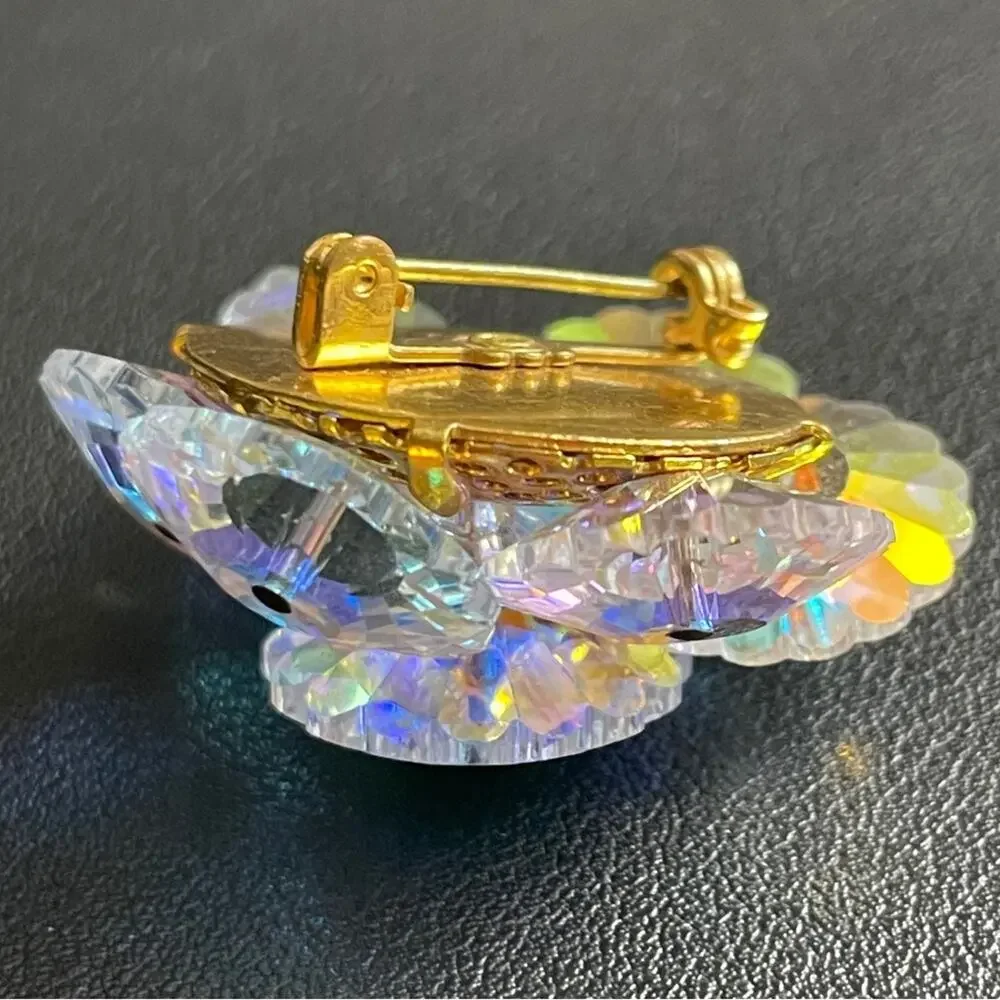 Vintage‎ Rivoli Rhinestone Brooch Pin 1.5